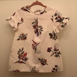 Zara baby cream dress with flowery print